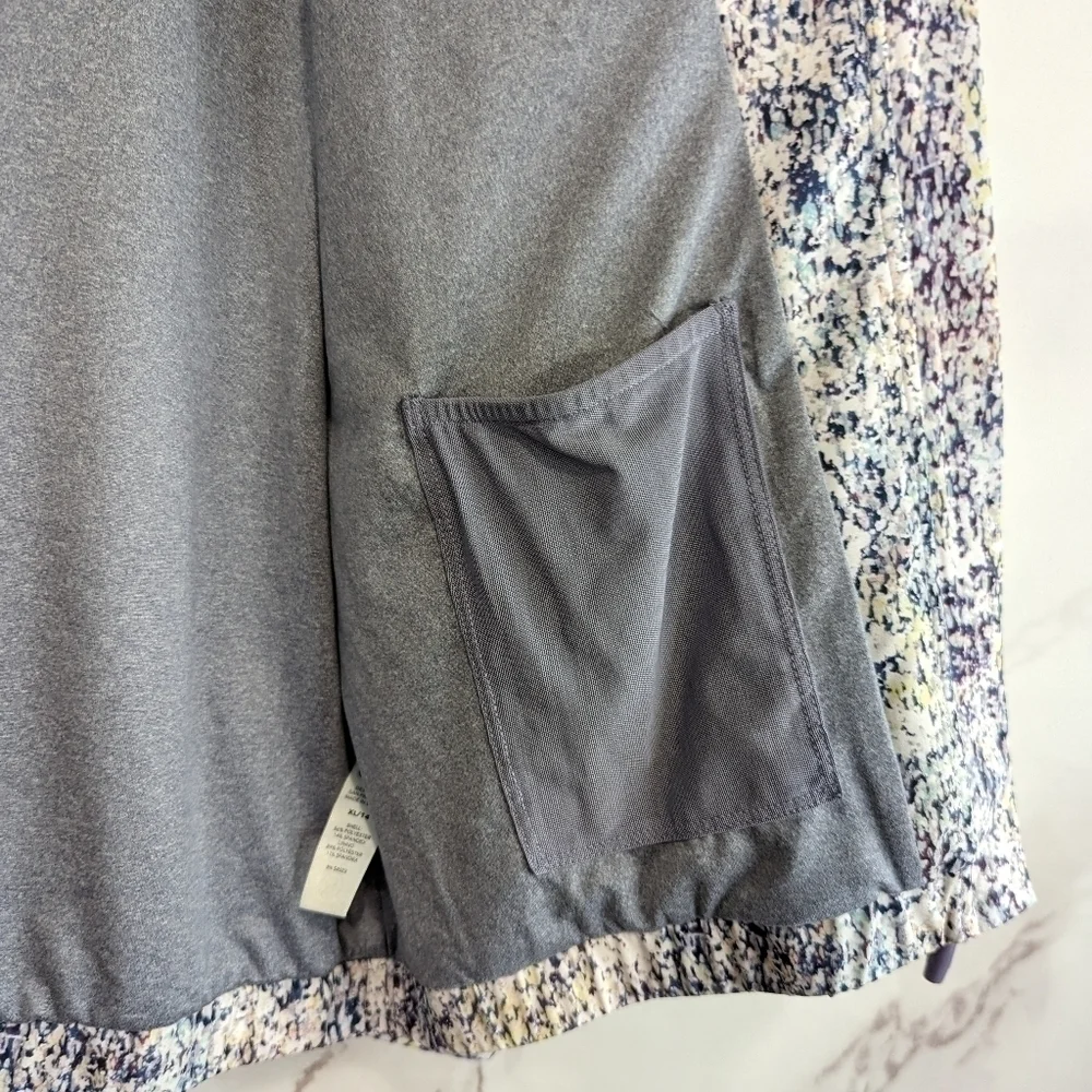 Athleta Girl Jacket XL 14 Full Zip Ice Storm Pattern Abstract Blue Jersey 1183